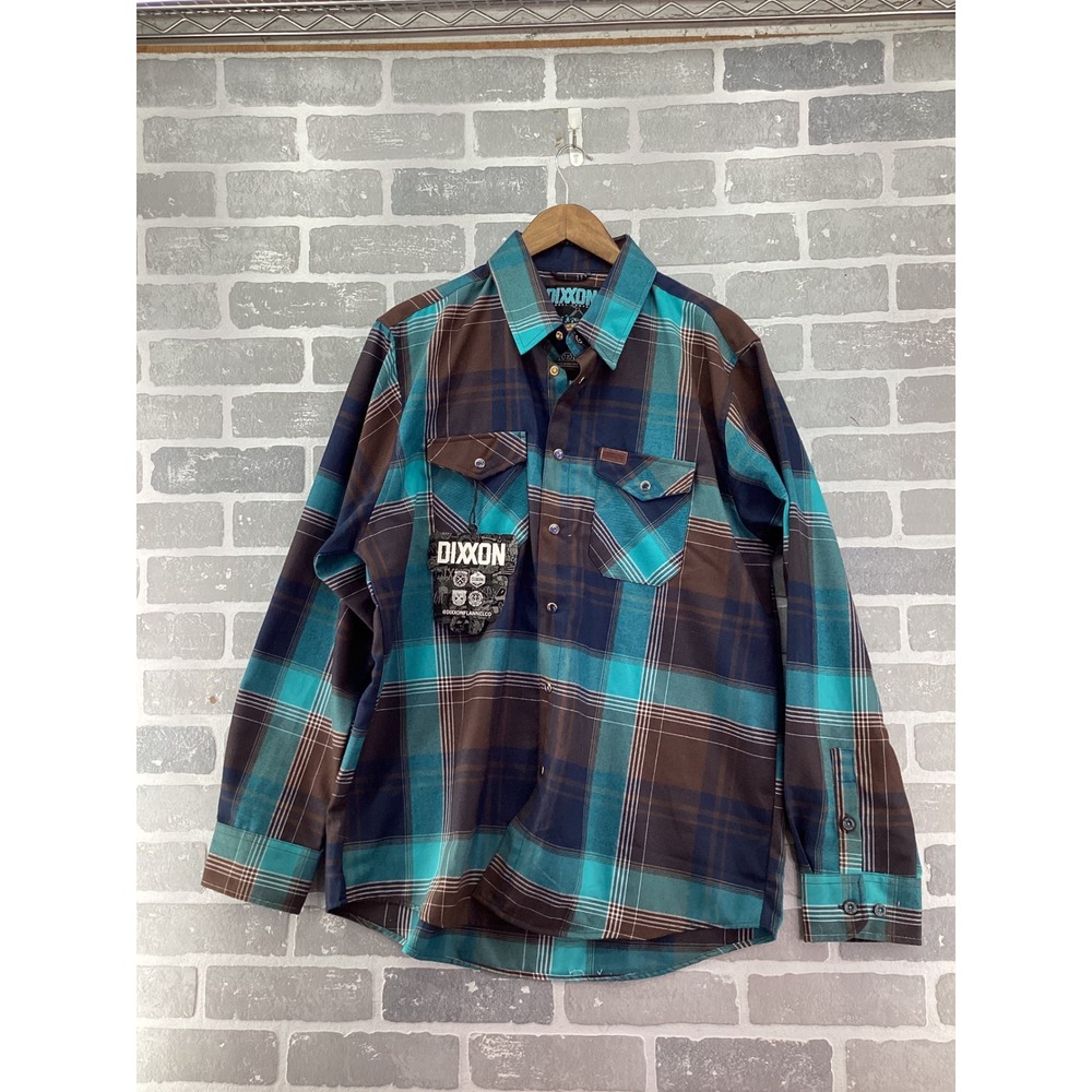 Dixxon Flannel Co Morenci Plaid Button Down Shirt Teal Brown Mens XL NEW